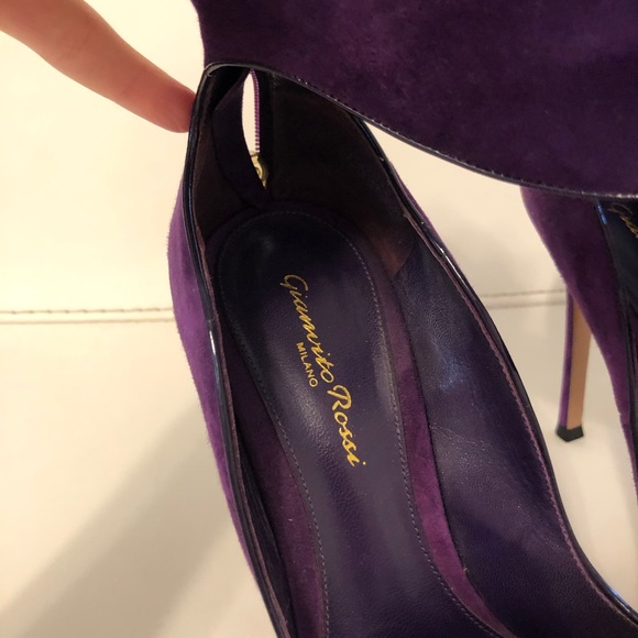 Gianvito Rossi Purple Suede Heels Size $39 $1295 - Picture 5 of 7